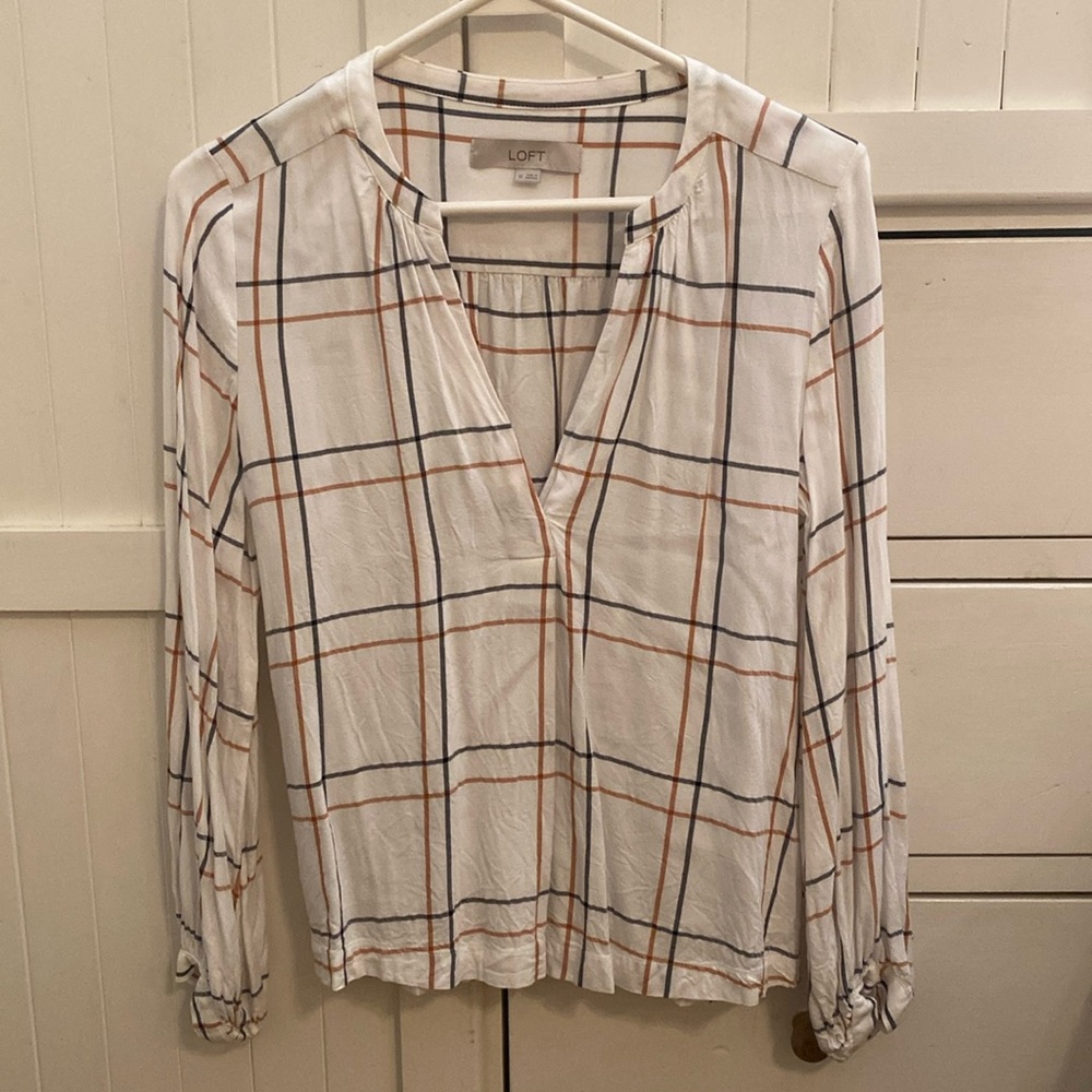 Loft V-neck Striped Longsleeve Tunic Top